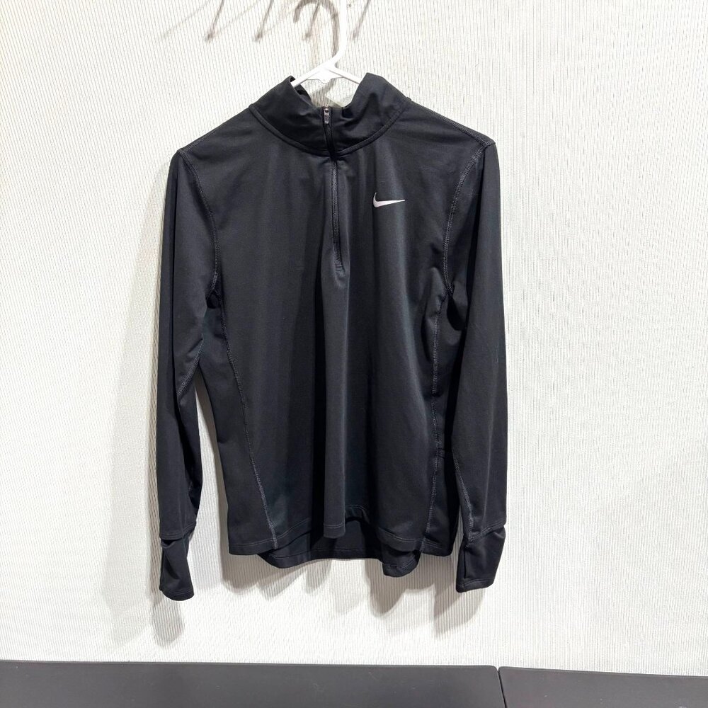 Nike Dri-Fit Mens Black Quarter-Zip Pullover Long Sleeve Shirt Size M